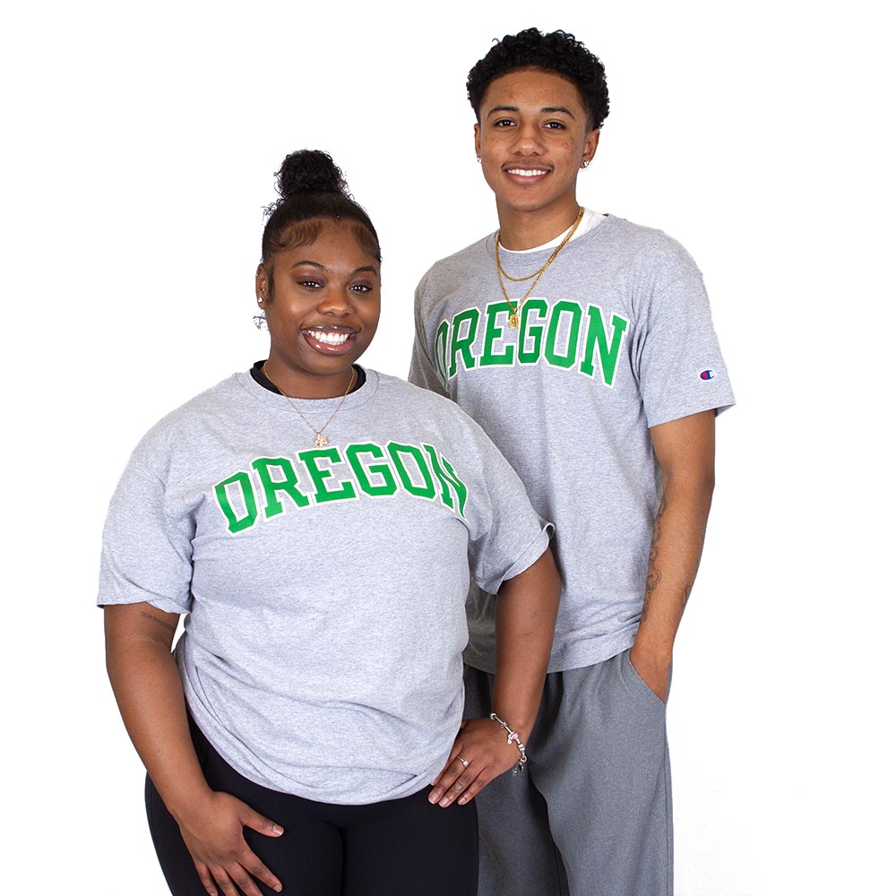 Arched Oregon, Champion, Grey, Crew Neck, Men, Heather colored, T-Shirt, 942065